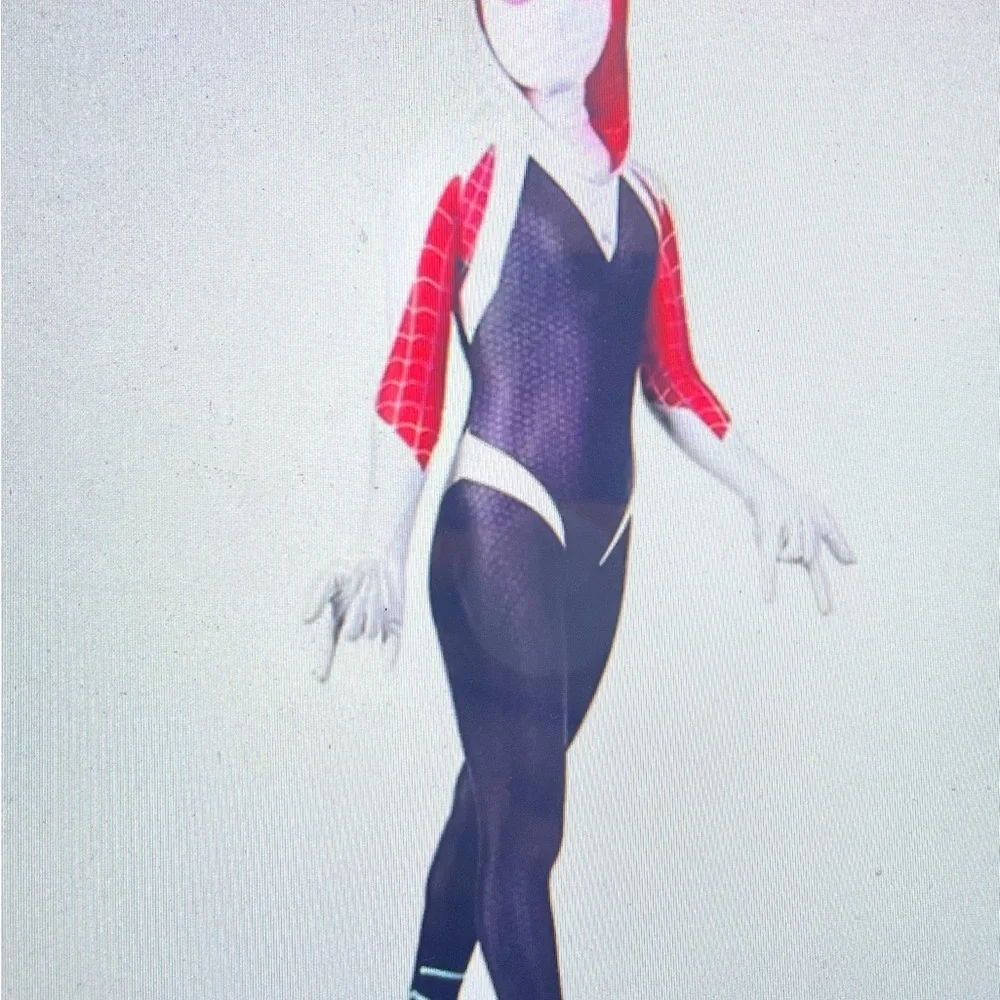 Spider Gwen Costume Girls Size 12 Cosplay Suit Pink Black White Full Set